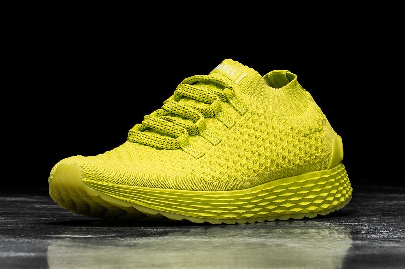 Women\'s Nobull Neon Lime Knit Running Shoes Yellow | SG A2765H